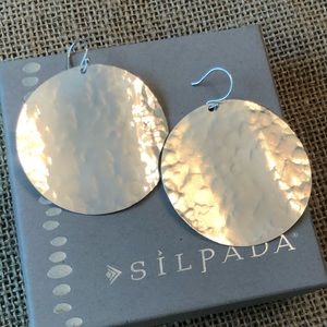 Silpada Sterling Large Moon Disc Circle Earrings